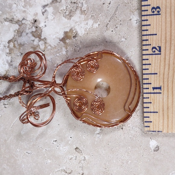 Copper Wire Wrapped Stone Pendant - Picture 4 of 5